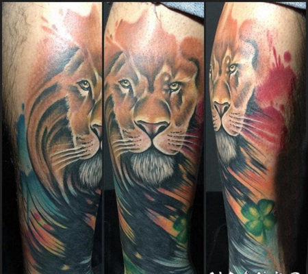 创意霸气别致的动物之王狮子纹身图案