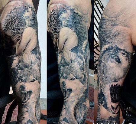 创意的精美别致霸气花臂纹身图案