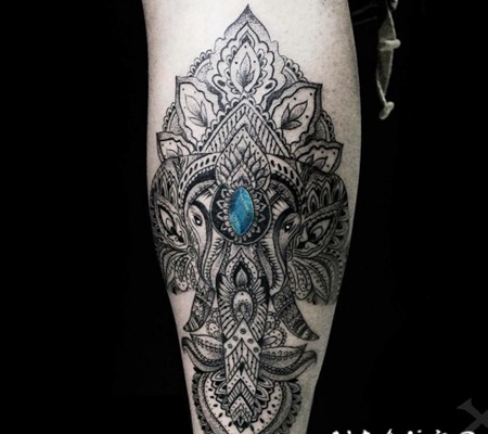 创意的民族元素文艺唯美精致大象纹身图案