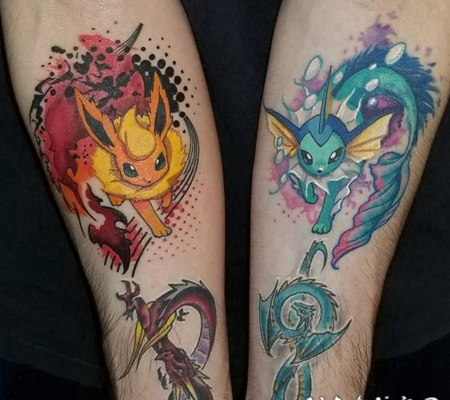 关于童年记忆的彩绘抽象线条动漫人物纹身图案