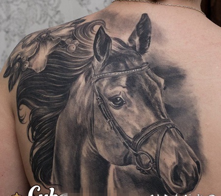 创意个性的设计感十足的动物马纹身图案