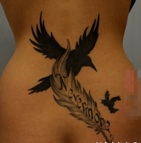 关于鸟类的黑色素描轮廓创意个性纹身图案