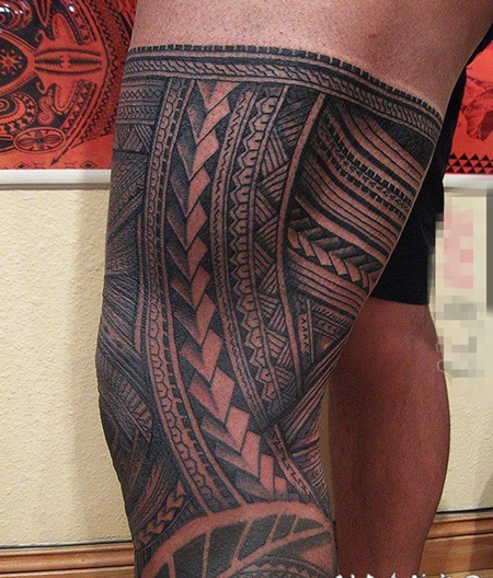 黑色线条几何元素创意霸气大面积纹身图案