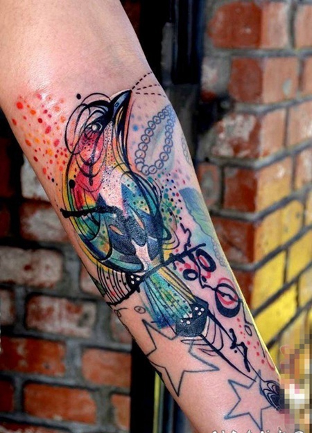 个性十足的创意彩绘水彩泼墨唯美纹身图案