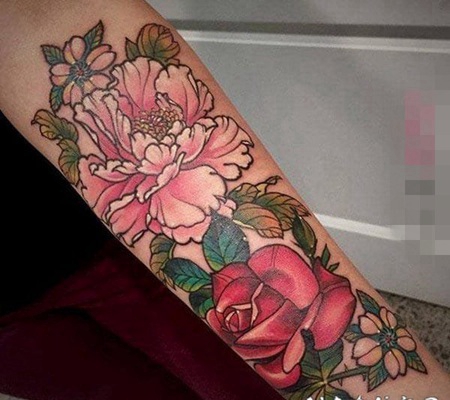 娇艳的彩绘技巧植物素材花朵纹身图案