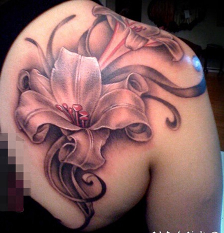 争奇斗艳的抽象线条文艺花朵纹身图案