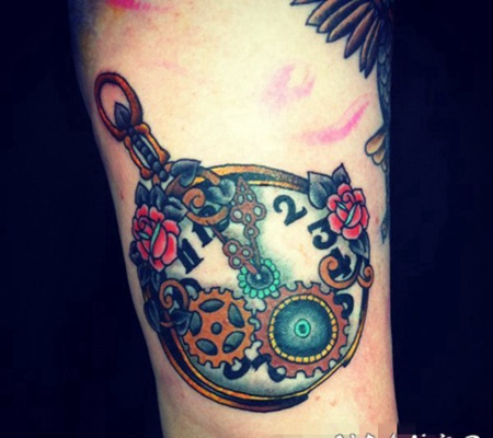 创意个性复古怀表纹身图案