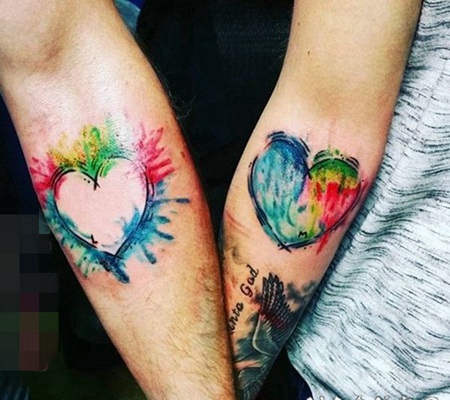 七彩水彩泼墨文艺小清新纹身图案