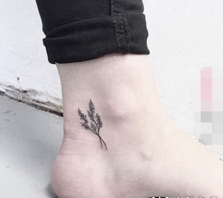 脚踝小清新抽象线条简洁纹身图案