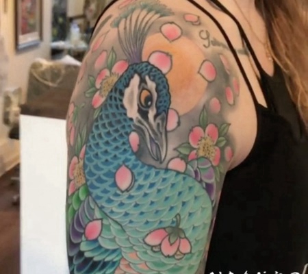 帅气的半甲纹身和植物纹身素材花朵纹身满臂花臂纹身图案大全