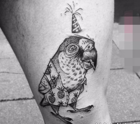 关于动物和人物的黑白纹身点刺技巧简约线条纹身图案