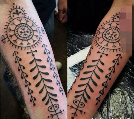 黑白纹身由简单线条组成的个性纹身图案大全