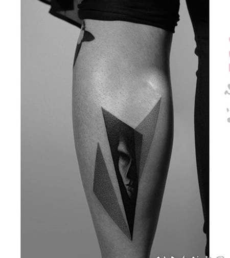 1黑白灰风格纹身点刺技巧几何元素纹身图案