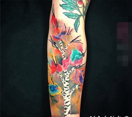 彩绘纹身技巧彩色渐变纹身个性图案