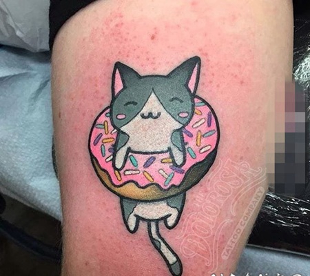 1疯狂可爱的彩绘纹身技巧渐变纹身甜甜圈纹身图案