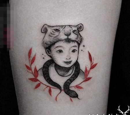 微妙和感人的简单个性线条纹身小孩子纹身图案