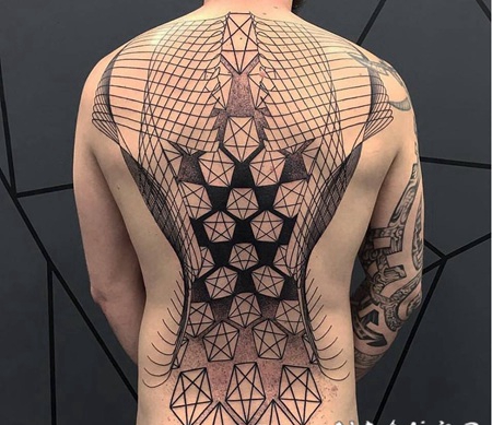 简单个性线条几何元素纹身图案