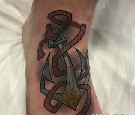 色彩沉闷的彩色渐变纹身简单个性线条纹身图案