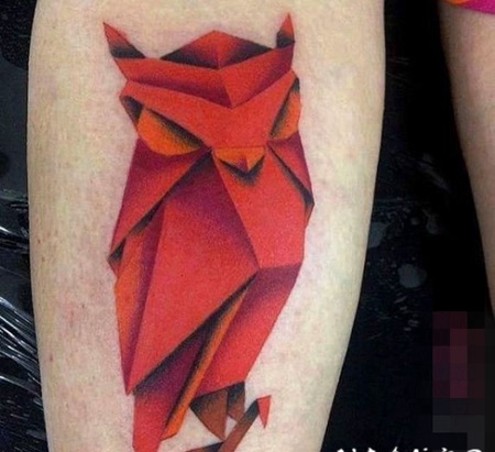 1创意折纸几何元素简单个性线条小动物纹身图案