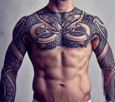 帅气十足的点刺技巧黑白纹身图案大全