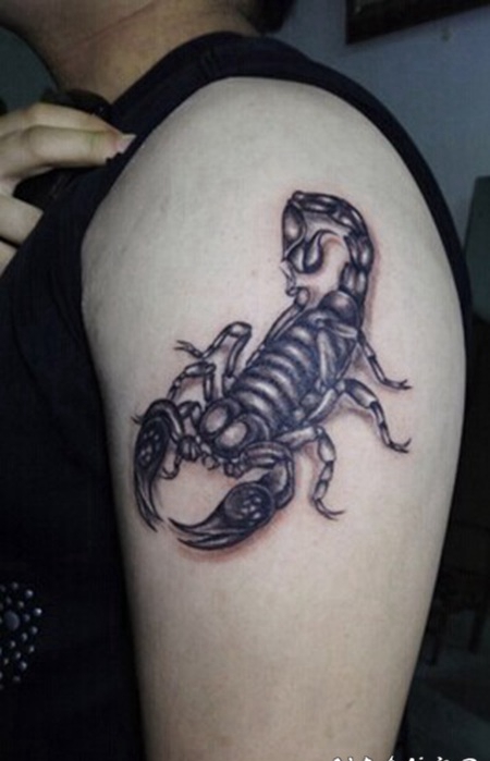 手臂上逼真的3D蝎子纹身图案