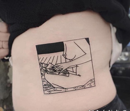 装在盒子里的几何元素纹身黑白点刺纹身图片