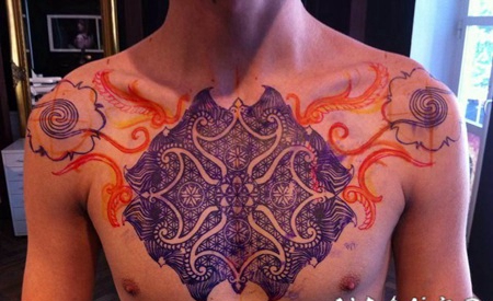 男生个性且帅气的几何元素纹身