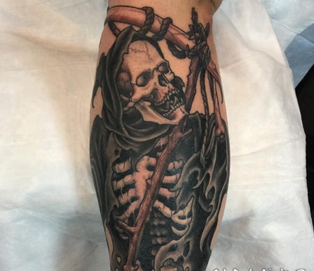 富有立体感的人物和死神纹身动物小恐龙纹身图案