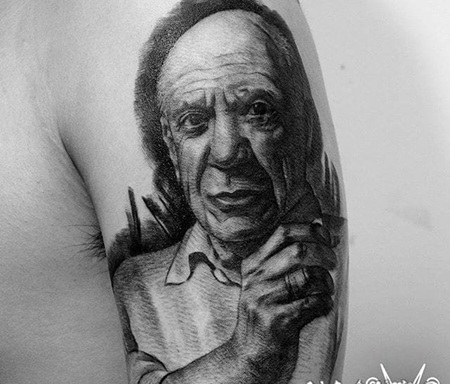 简单个性线条纹身动物公牛头纹身和毕加索纹身图案