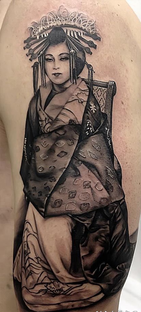 三十好看的艺妓纹身图案
