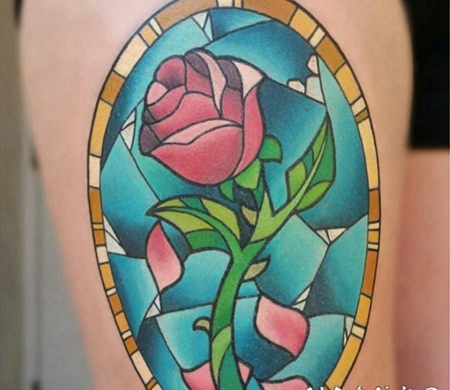 彩色纹身动漫人物电影美女与野兽纹身图案