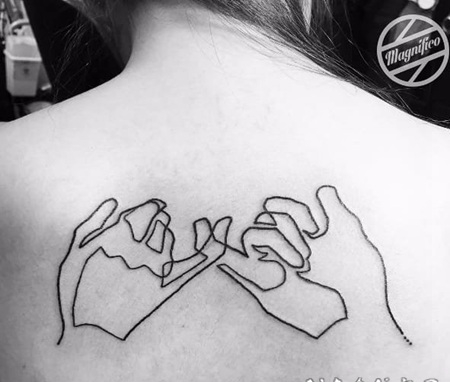 黑色的简单个性线条纹身图案女生小清新风格