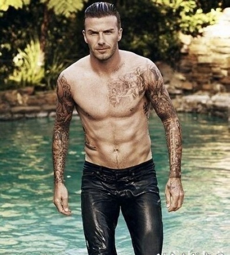 足球明星贝克汉姆帅气的手臂纹身图片