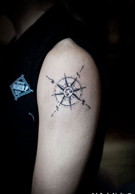 手臂简约指南针纹身图案