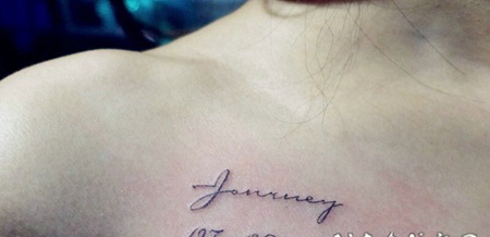 美女锁骨性感小清新英文纹身图案