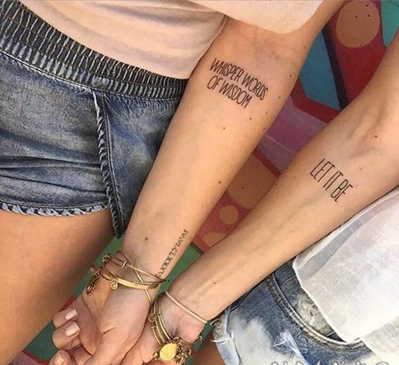 一对情侣手臂时尚英文字母纹身图案