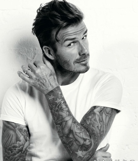 阳光大男人贝克汉姆的花臂纹身图片