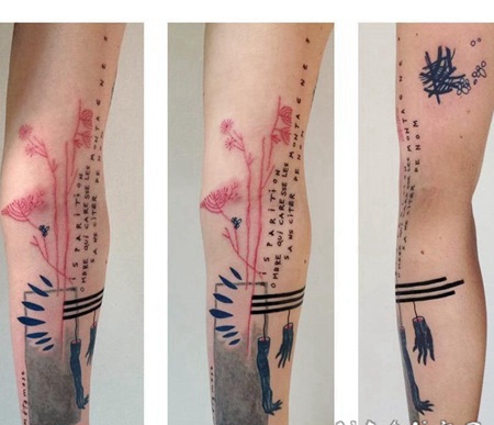 黑色抽象线条纹身水彩纹身的故事涂鸦纹身图案