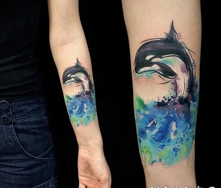 可爱的动物纹身鲸鱼卡通纹身小图案