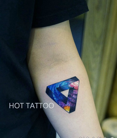 手臂视觉盛宴炫彩星空3d纹身图片