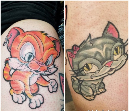 可爱的彩色纹身动物小猫纹身卡通纹身小图片