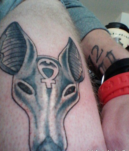 腿上的Anubis阿努比斯神纹身图片
