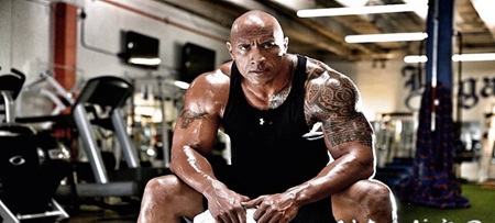 巨石强森帅气的波利尼西亚图腾半甲纹身图案