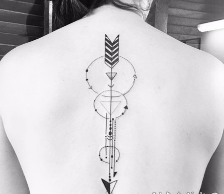 16漂亮的黑色点刺纹身线条几何纹身图案