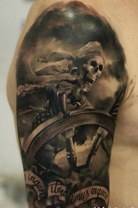 大臂死神纹身图片