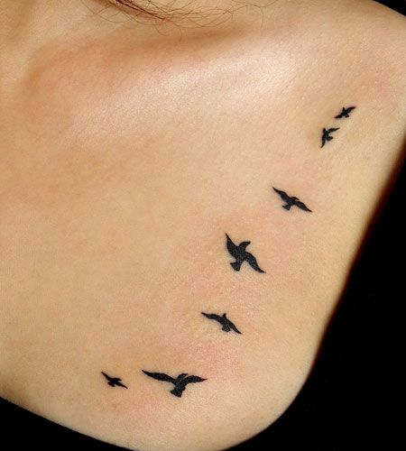 胸前小清新小鸟纹身图案