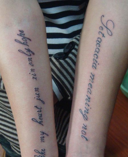 手臂秀气的英文纹身图案
