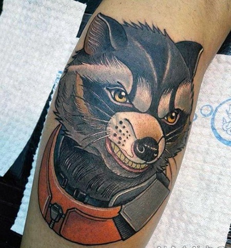 new school色彩动物貉纹身图案