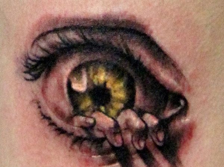 创意眼睛手指纹身图案