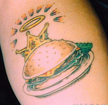 汉堡和皇冠纹身图案